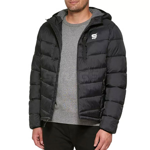 Meilleur prix, nouveau stock, veste matelassée en toile à capuche pour homme, haute qualité, écologique, légère, hiver, logo avant, nylon/polyester - Product Image 5