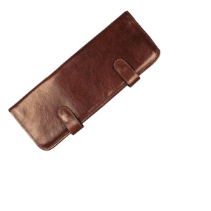 Étui à cravate de voyage en cuir véritable de couleur marron avec fermeture à pression - Product Image 2
