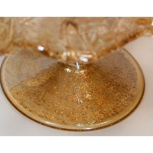 Tammaro Home's High Quality Italian <b>Glass</b> Craft Universo Decorative Piece in Gold Honey Color Fused Technique with Footed Stand - Product Image 3
