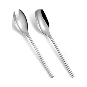 Cuillère, fourchette, service à salade, poignée en céramique blanche, diamant, argent poli miroir, service à salade, poignée à forte demande - Product Image 5