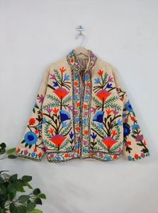 Veste en tissu Suzani en velours 2025, broderie florale, veste courte, faite à la main, veste unisexe d'hiver avec doublure en coton à l'intérieur - Product Image 5