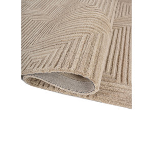 พรมขนสัตว์ทอมือลายเรขาคณิตสีเบจและสีน้ำตาล สำหรับตกแต่งห้องนั่งเล่นวัยรุ่นหรือทางเดิน-Tod-41001 - Product Image 2