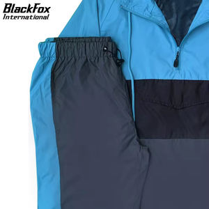 Ensemble deux pièces pour entraînement sportif actif pour hommes Veste coupe-vent en nylon à blocs de couleurs et short d'été décontracté pour le jogging - Product Image 2