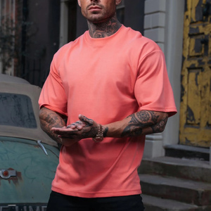 2025 nueva moda 100% algodón gota hombro camiseta verano suelta Ajuste de alta calidad personalizado impreso camiseta de gran tamaño para hombres - Product Image 2