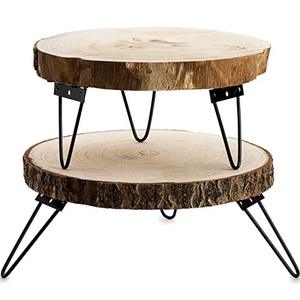 Plaque en bois de haute qualité et poignée en métal support à gâteau nouveau design support à gâteau en bois d'acacia naturel à 3 niveaux - Product Image 4