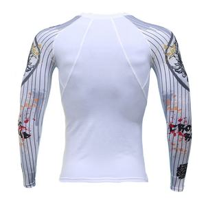 Bajo costo precios más bajos logotipo personalizado impreso camisa de compresión UV en blanco MMA rash guard sublimado BJJ surf Rash Guards para hombres - Product Image 6
