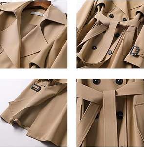 Elegante Gabardina Larga para Mujer, Abrigo Cortavientos con Cinturón, Doble Botonadura, Prenda Exterior de Moda para Otoño e Invierno - Product Image 4