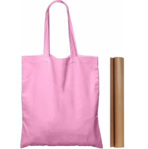 Sac fourre-tout en toile de coton 100% rose pour les courses, avec logo personnalisable, poignées en toile, faible MOQ - Product Image 1