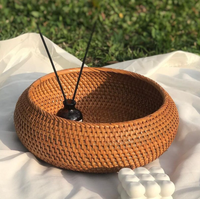 Panier de rangement alimentaire en rotin naturel Sisu Handicraft, écologique, avec poignée, forme circulaire, multi-usages pour la maison