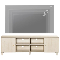 Meuble TV de conception simple en gros, fabriqué dans une usine certifiée ISO9001, avec pieds en bois massif, meuble TV pour salon en chêne clair