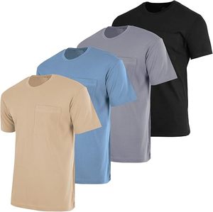 Ensemble de 4 t-shirts pour hommes, sport, performance, manches courtes, col rond, poche, impression personnalisée de votre LOGO, coupe régulière, respirant, t-shirt vierge - Product Image 5