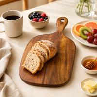 Planche à découper en bois d'acacia massif certifiée FSC BSCI avec poignée pour la préparation de la viande et des légumes en cuisine, faible MOQ