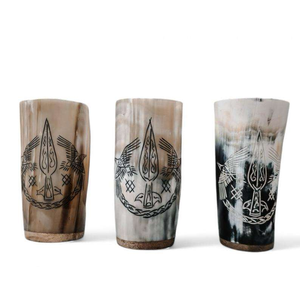 Customised Logo Short Drinking Horn <b>Glass</b> Cup Handmade Viking Indian Horn Cup for Parties Decorative Agate by luxury crafts - Product Image 5