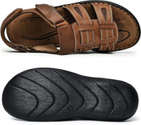 Sandales pour hommes confortables à bout ouvert de haute qualité en cuir pleine fleur élégant avec sangles à crochet et boucle souples réglables en gros
