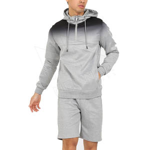 Conjunto de pantalones cortos con capucha de lavado de 2 piezas personalizados de alta calidad para hombres, conjunto de pantalones cortos con capucha, conjunto de Sudadera corta en blanco - Product Image 1