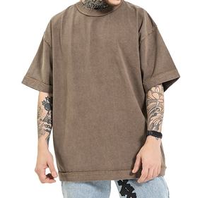 Camiseta de algodón grueso con estampado lavado al ácido, personalizada, barata, al por mayor, para hombre, de cuello redondo y manga corta, talla grande - Product Image 6