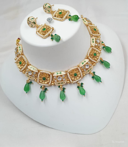 INDIAN TRADITIONAL and FASHIONABLE COPPER JEWELLERY BRIDAL <b>WEDDING</b> JEWELLERY <b>SET</b> for WOMEN EARRINGS and <b>NECKLACE</b> <b>SET</b> - Product Image 1