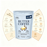 OEM ODM Mélange de café au beurre 25g Protéines 10g Collagène 20 portions Marque privée Prix usine Vente en gros