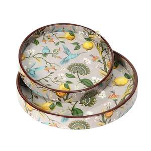 Elegante Juego de 2 piezas de bandeja de servicio de madera MDF hecha a mano, bandeja de comedor de cocina recubierta de esmalte de lujo, bandeja decorativa para servir - Product Image 2