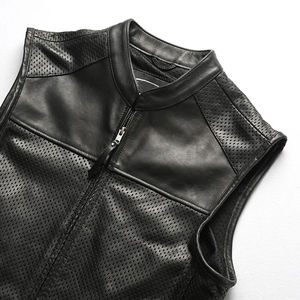 Gilet en cuir élégant respirant pour hommes gilet en cuir de Style personnalisé col montant gilet en cuir coupe-vent accepter le Service OEM - Product Image 3