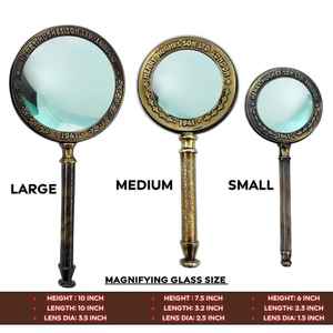 Lupa de latón de mano antigua Henry London Estilo marino vintage con estuche de cuero Múltiple - Product Image 4