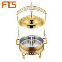 Chauffe-Plats de Luxe Doré – Ensemble de Plats de Présentation pour Banquet, Réchauds de Buffet en Acier Inoxydable, Plats de Présentation Ronds sur Pied
