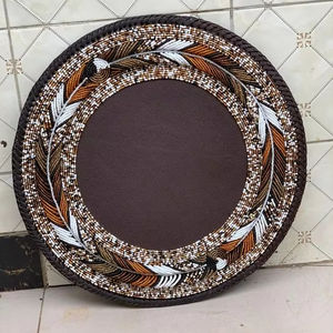 Handmade 14-Inch Glass <b>Table</b> Coaster Elegant Stylish Beaded <b>Green</b> Beads <b>Mats</b> Pads Home Furnishing Product - Product Image 1