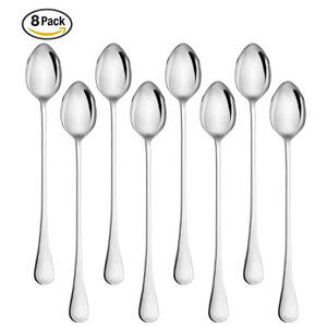 Cucharas de metal resistentes a la oxidación, mango ergonómico, cucharas de postre de metal con cucharas de metal reutilizables ecológicas pulidas para comer - Product Image 4