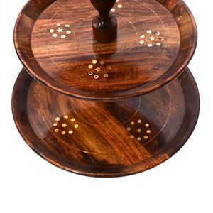 Elegante Soporte de Madera Tradicional de 3 Niveles para Pastel, Hermoso y Natural Soporte para Pastel de Bodas, Soporte para Cupcakes, Artesanía de Madera de Pakistán - Product Image 3