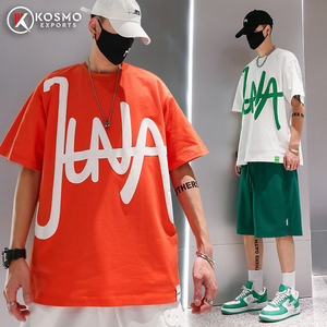 เสื้อยืดโอเวอร์ไซส์ผู้ชายผ้าฝ้ายผสมใยไผ่ขายดี พิมพ์ลายสกรีนพัฟแบบกำหนดเอง ระบายอากาศได้ดี แห้งเร็ว ทันสมัย - Product Image 5