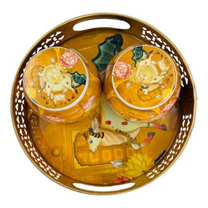 เหยือกเหล็กใส่ผลไม้พร้อมถาดพิมพ์ลายน่ารักเกรดอาหารทำมือทันสมัยพร้อมฝาปิดสำหรับของขวัญและของตกแต่ง - Product Image 3