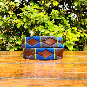 เข็มขัดหนังโปโลของผู้ชายทำด้วยมือด้วยด้ายสังเคราะห์รีไซเคิลและหัวเข็มขัดทองเหลืองสไตล์ลำลองดีไซน์ไม่เหมือนใคร - Product Image 2