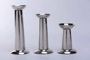 Portavelas de diseño elegante, Juego de 3 para candelabros de hogar y Hotel, candelabros y frascos de Metal con forma redonda de Color dorado - Product Image 6