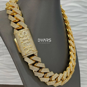 28mm 4 Row Iced VVS Moissanite <b>Cuban</b> <b>Link</b> <b>Chain</b> 925 <b>Silver</b> 18K Gold Plated Luxury Miami Curb Engagement Wedding Gift - Product Image 2