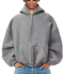 Sweat à capuche zippé personnalisé 500 GSM de haute qualité 100% coton à épaules tombantes pour hommes - Product Image 1