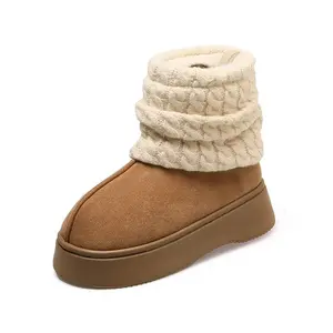 Bottes de neige de luxe pour femme, chaudes, imperméables, antidérapantes, avec doublure en cuir véritable et semelle intérieure en fourrure/EVA, pour l'automne - Product Image 6