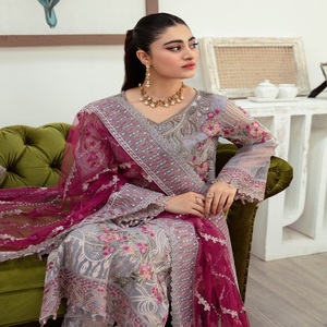 Ramsha Vol M-10 Organza Collection 3 pièces robe de soirée pakistanaise pour femmes longues Salwar et filles costumes de mariage tenue de festival - Product Image 4