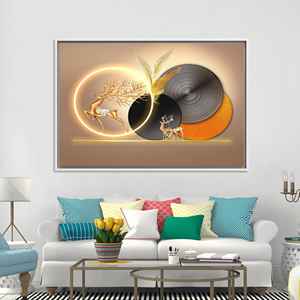 Lienzo Impreso con Diseño de Ciervo Dorado Abstracto: Arte Decorativo Moderno y Elegante para el Hogar, Lienzo con Marco Blanco - Product Image 1