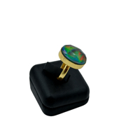 Bague en opale de feu naturelle de forme ovale, pierre précieuse, faite à la main, or 18 carats micro-plaqué sur argent sterling 925