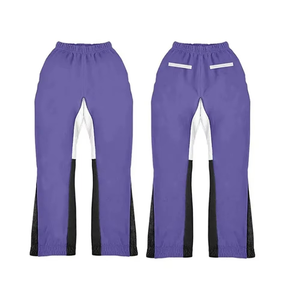 Sweat à capuche zippé Y2K pour homme Survêtement deux pièces Pantalon de survêtement violet Panneau contrasté Streetwear Fashion Set - Product Image 4
