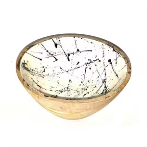 100% Mango Wood Glint High Quality Printed Decal <b>Enamel</b> Resign Food Serving <b>Bowl</b> for Dining Table Use <b>Bowls</b> Kitchenware <b>Bowls</b> - Product Image 3