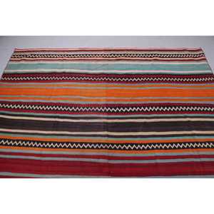 Turkish 6,7x9,1 ft Rug, Kilim Vintage Rug, <b>Red</b> Ombr <b>Wool</b> Rug - Product Image 5