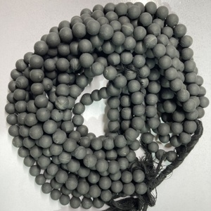 Haute qualité 20mm Shungite Agate perles pierres précieuses noires naturelles IGI certifié produit en vrac pour la fabrication de bijoux conception de collier - Product Image 4