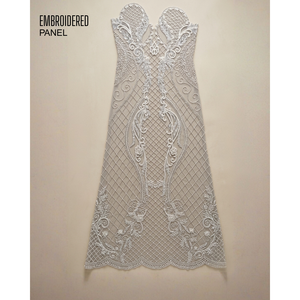 Dentelle en Georgette brodée avec des panneaux avant et arrière en filet à motif de points - 100% polyester - Product Image 1