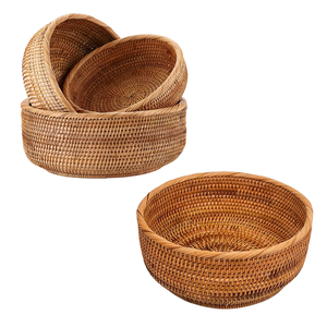 CESTA DE RATTAN DE PAN DE Mimbre Hecha a Mano, Respetuosa con el Medio Ambiente, Almacenamiento de Estilo Bandeja para Sala de Estar y Cocina, Artesanía de Vietnam - Product Image 1