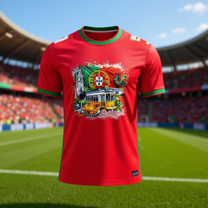 Maglietta Unisex per Tifosi di Calcio Portogallo WC 2026, T-Shirt con Grafica Calcistica Rossa e Verde, Regalo Perfetto per il Giorno della Partita - Product Image 3