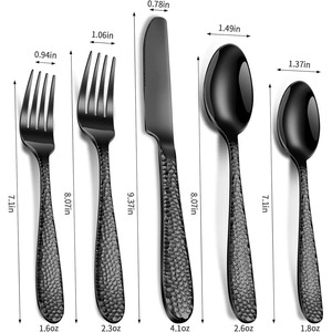 Ensemble de couverts en argent avec poignée gravée à pois noirs pour restaurant de fête de mariage à manger moderne et cadre de table élégant - Product Image 2