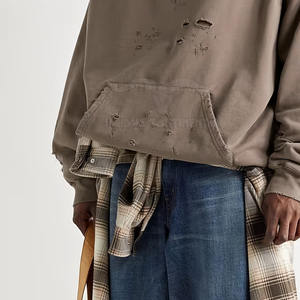 Sudaderas con capucha desgastadas ligeras de alta calidad para hombre, diseño de cremallera suave de secado rápido, patrón sólido, teñido liso para uso en invierno Stock - Product Image 3