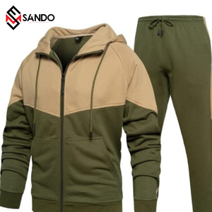 Survêtement d'automne et d'hiver personnalisé de haute qualité pour hommes, pantalon de survêtement en tricot à capuche, ensemble avec fermeture éclair, costume de sport décontracté de grande taille - Product Image 1