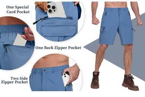 Pantalones Cortos Cargo de Senderismo para Hombre con 6 Bolsillos, Elásticos, Ligeros, Gruesos, Personalizados, para Viajes y Pesca - Product Image 4